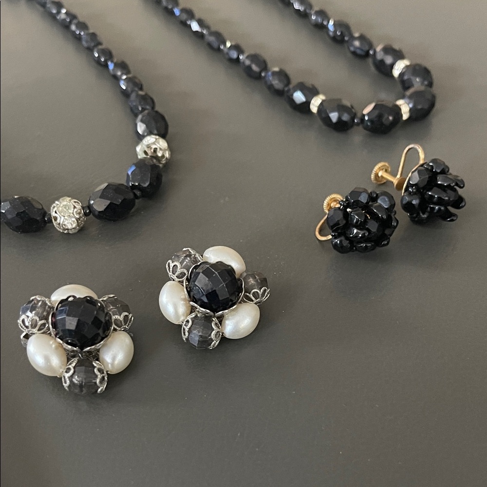 2 Vintage/Elegant Black Beaded Jewelry Sets